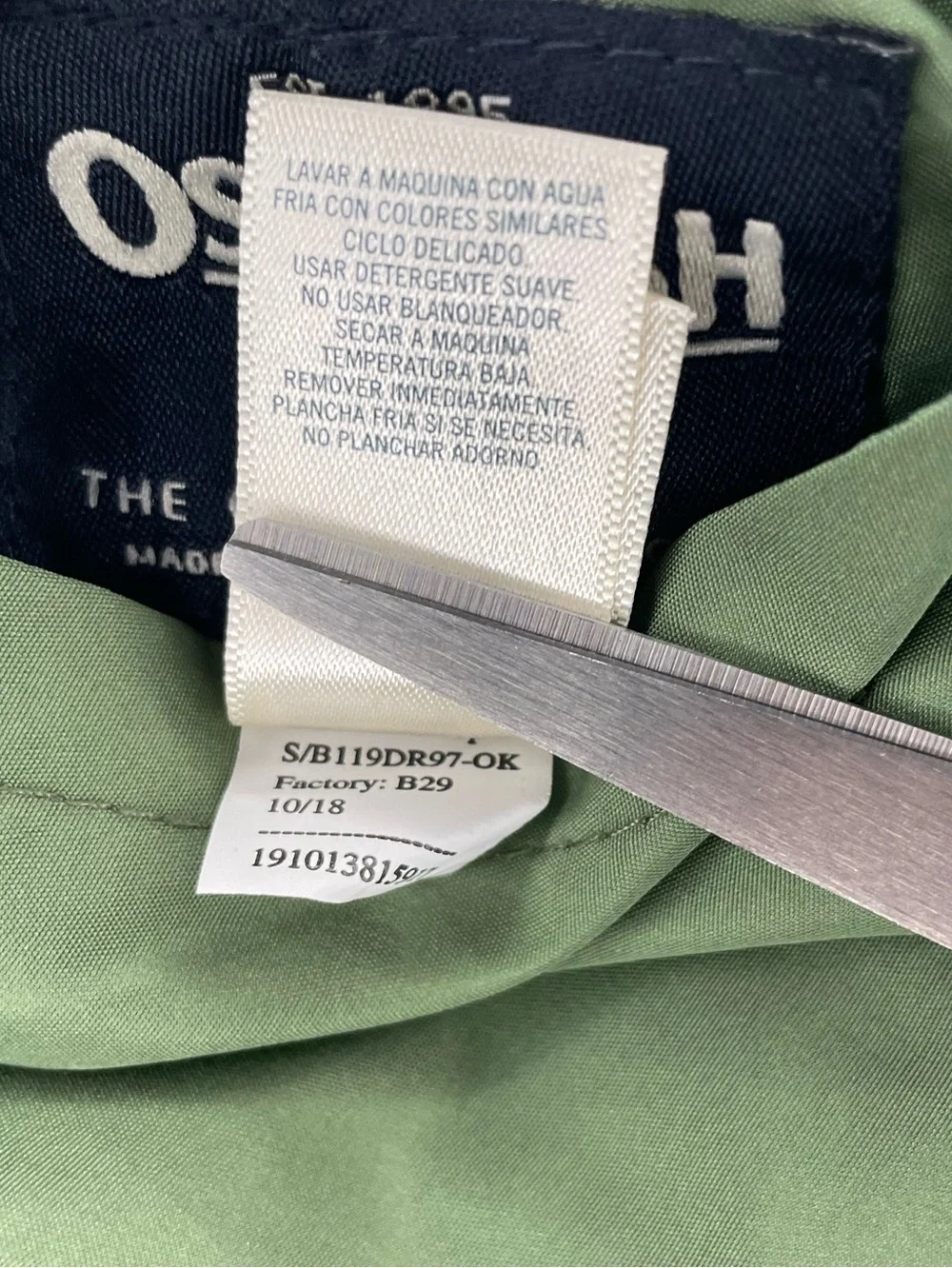 Osh Kosh Reversible Green/Gray Hooded Zip-Up Fleece/Windbreaker Jacket-Kids 8